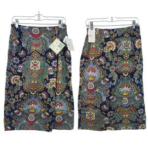Susan Bristol Blue Red Green Yellow Paisley Vintage Skirt NEW Waist 28 Size 8